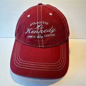 NASA Atlantis Kennedy Space Center Cap Hat Red Adjustable‎ Strap Back